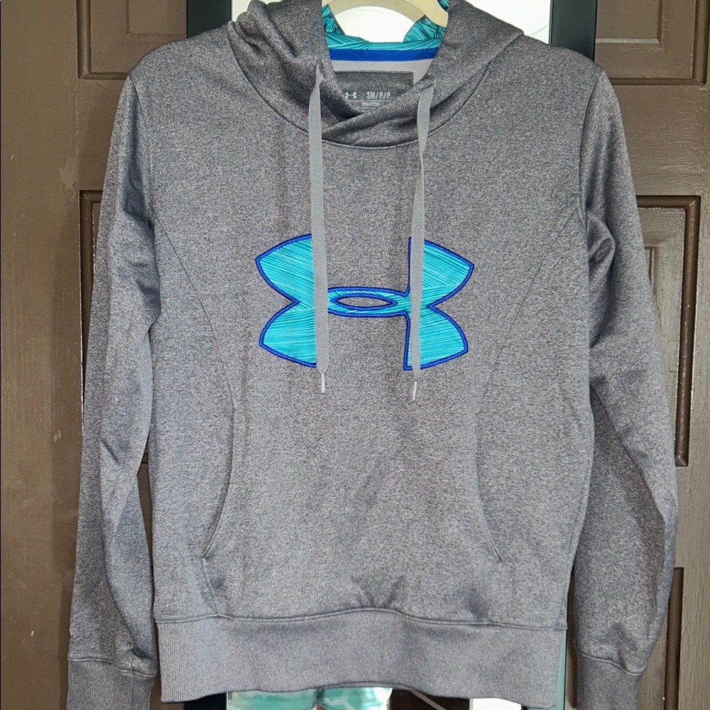 Under Armour Gray Hoodie with Blue Logo